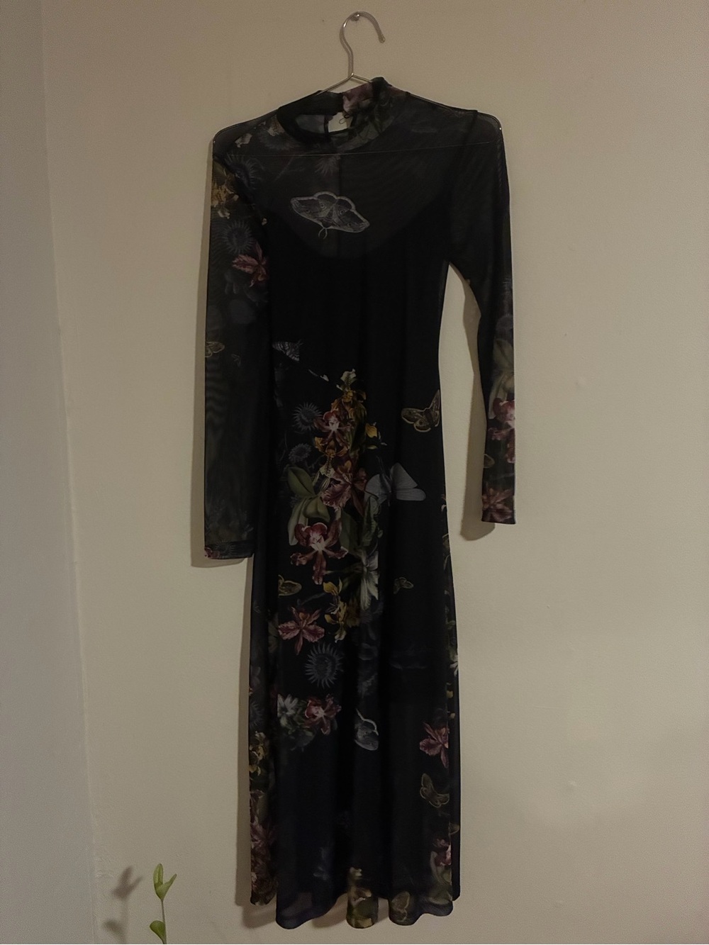 All Saints Floral Black Mesh Dress